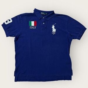 Vintage Polo Ralph Lauren Big Pony Italy Blue Polo